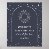 ネイビーシアルチュアル太陽1stバースデーウェルカムサイン ポスター (正面)