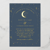 ネイビーシチュアルアーチ結婚式招待状 箔招待状 (正面)