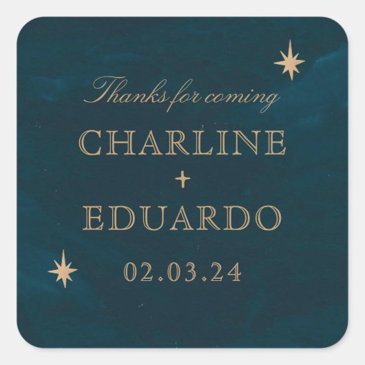 ネイビーシナファンタジー金ゴールド結婚アイビー スクエアシール (正面)