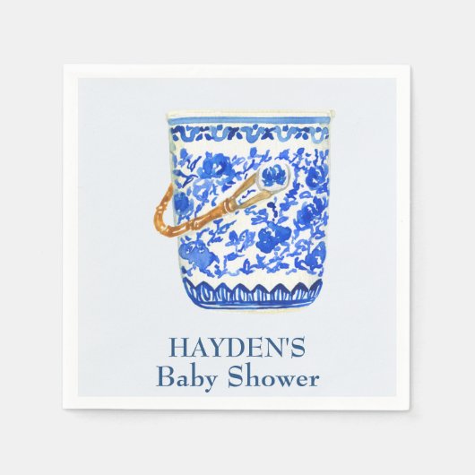 ネイビーシノイセリーアイスバケットナパーソナライズされたプキン スタンダードカクテルナプキン (正面)