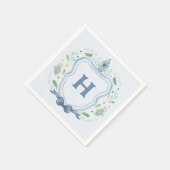 ネイビーシノイセリークレストモノグラムナプキン スタンダードカクテルナプキン (角)