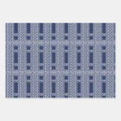 ネイビーシノワズリーの鳥とパゴダ ラッピングペーパーシート (正面2)