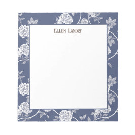 ネイビーシノワセリーパーソナライズされたフローラ ノートパッド