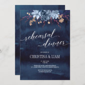 ネイビーシャルボードフローラリハーサルディナー招待状 招待状 (正面/裏面)