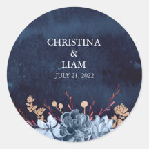 ネイビーシャルボード結婚フローラのステッカー