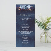 ネイビーシャルボード結婚フローラのメニューカード メニュー (スタンド正面)