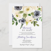 ネイビーシャワーバイメールブライダルシャワー 招待状 (正面)