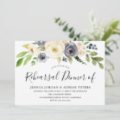 ネイビーシャンパンウォーターカラーフラワーリハーサルディナー 招待状 (スタンド正面)