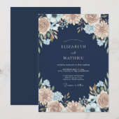 ネイビーシャンパーニュダリアの結婚式 招待状 (正面/裏面)