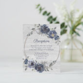 ネイビーシルバーウォーターカラーフローラウェディングレセプション エンクロージャーカード (スタンド正面)
