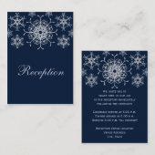 ネイビーシルバーグリッタールックスノーフレークスエンクロージャカード エンクロージャーカード (正面/裏面)