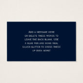 ネイビーシルバーグリッタールックスノーフレークメッセージカード (裏面)