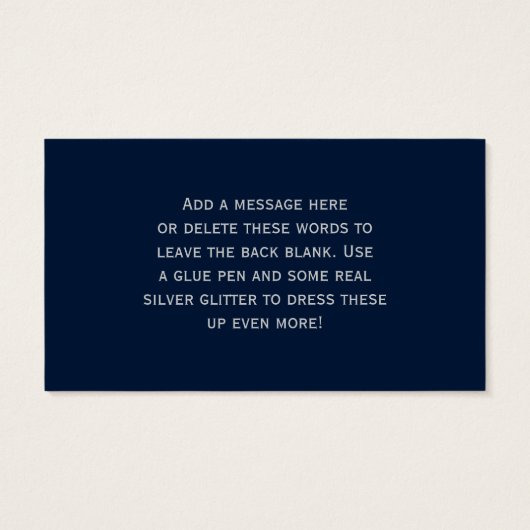 ネイビーシルバーグリッタールックスノーフレークメッセージカード (裏面)