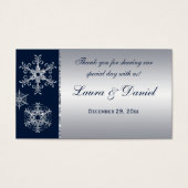 ネイビーシルバーグリッタールックスノーフレークメッセージカード (正面)