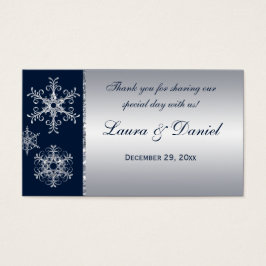 ネイビーシルバーグリッタールックスノーフレークメッセージカード