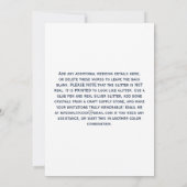 ネイビーシルバーグリッタールックスノーフレーク結婚式の招待 招待状 (裏面)