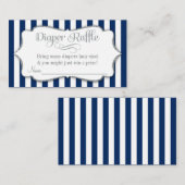 ネイビーシルバーグレイおむつラッフルベビーシャワーカード エンクロージャーカード (正面/裏面)
