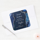 ネイビーシルバーゲートSweet sixteenハッピーバースデー スクエアシール (封筒)