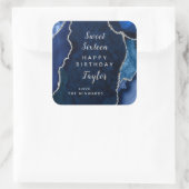 ネイビーシルバーゲートSweet sixteenハッピーバースデー スクエアシール (バッグ)