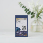 ネイビーシルバーゴールドの結婚式詳細カード(QRコード付き) エンクロージャーカード (スタンド正面)