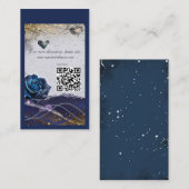ネイビーシルバーゴールドの結婚式詳細カード(QRコード付き) エンクロージャーカード (正面/裏面)