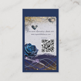 ネイビーシルバーゴールドの結婚式詳細カード(QRコード付き) エンクロージャーカード