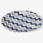ネイビーシルバーシェブロン赤ちゃんシャワーデコール ペーパープレート (アングル)