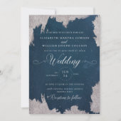 ネイビーシルバースター天冬ウエディングカード 招待状 (正面)