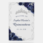 ネイビーシルバースワールフローラキンセアニェラアクリルサイン アクリルサイン (正面)