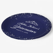 ネイビーシルバーダイヤモンドスパークルガウンキンセアニェラ ペーパープレート (アングル)