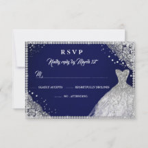 ネイビーシルバーダイヤモンドスパークル ドレスRSVP