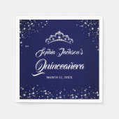 ネイビーシルバーダイヤモンドレーススパークルガウンキンセアニェラ スタンダードカクテルナプキン (正面)
