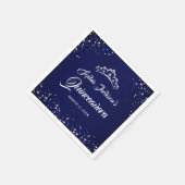 ネイビーシルバーダイヤモンドレーススパークルガウンキンセアニェラ スタンダードカクテルナプキン (角)