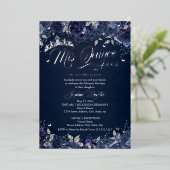ネイビーシルバーバラミスカンスキンセアニェラ 箔招待状 (立ち正面)