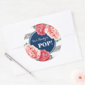 ネイビーシルバーピンクフローラベイビーシャワー準備ポップ・アートの完了 ラウンドシール (封筒)