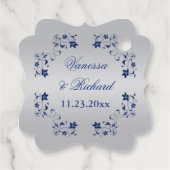 ネイビーシルバーフローラ結婚式の引き出物ラベル フェイバータグ (裏面)