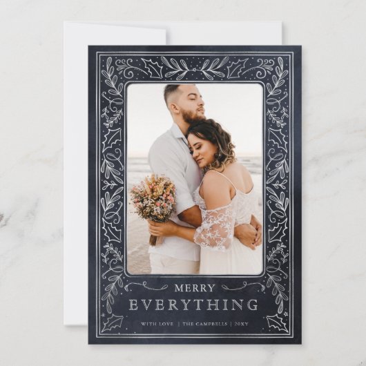 ネイビーシルバーホリースクロール葉写真 シーズンカード (正面)