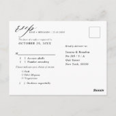 ネイビーシルバーホワイトシャンパンアイボリー幾何学的RSVP ポストカード (裏面)