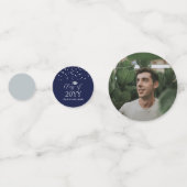 ネイビーシルバーモダン紙吹雪卒業パーティーデコール コンフェッティ (裏面)