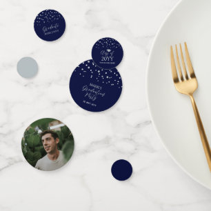 ネイビーシルバーモダン紙吹雪卒業パーティーデコール コンフェッティ