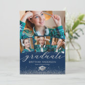 ネイビーシルバー卒業4フォト招待状 招待状 (スタンド正面)