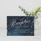 ネイビーシルバー ヴィンテージ カリグラフィー 結婚式の披露宴 エンクロージャーカード (スタンド正面)