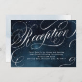 ネイビーシルバー ヴィンテージ カリグラフィー 結婚式の披露宴 エンクロージャーカード (正面/裏面)