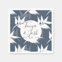 ネイビーシロウエット熱帯葉パターン