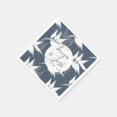 ネイビーシロウエット熱帯葉パターン スタンダードカクテルナプキン (角)