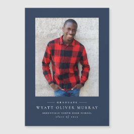 ネイビーシンプルクラシック卒業発表マグネット