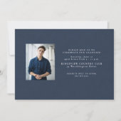 ネイビーシンプルツイード枠クラシック写真卒業 案内状 (裏面)