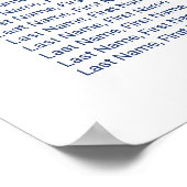 ネイビーシンプルブルーの結婚書道座席表 ポスター (角)