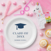 ネイビーシンプルブルークラス年男の卒業キャップ ペーパープレート (パーティー)