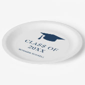 ネイビーシンプルブルークラス年男の卒業キャップ ペーパープレート (アングル)